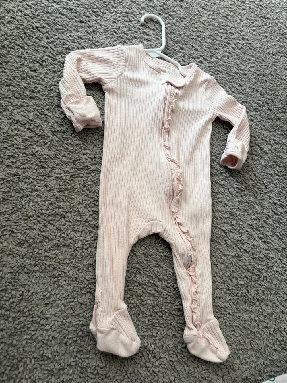 cloud island Soft Light Pink Ribbed Footed One-Piece